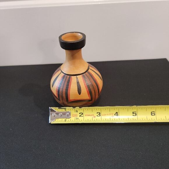 Miniature Terracotta Pottery Bud Vase Colorful Sculpture Earthy Home Decor - Picture 5 of 7